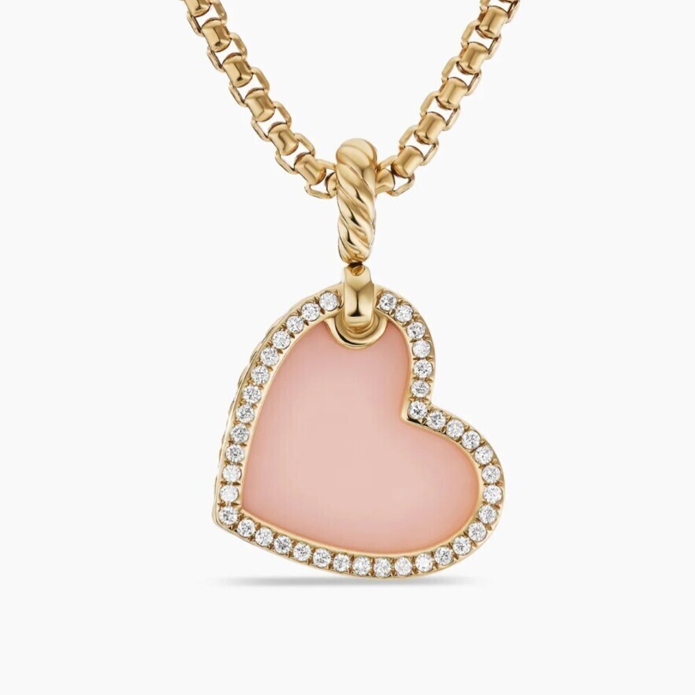 David Yurman Gold Pink Heart Necklace